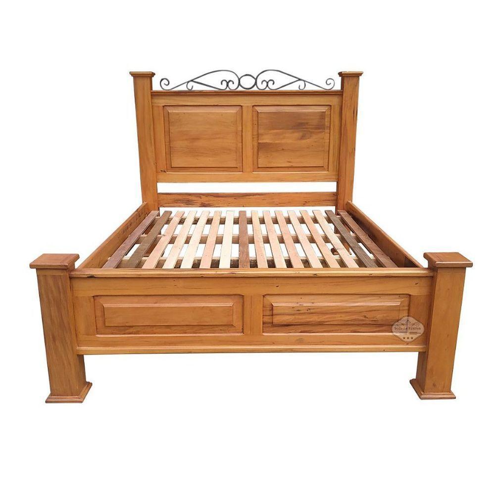 Cama King Size Em Madeira De Demolição Modelo Almofadas Sudeste Rústico - 4