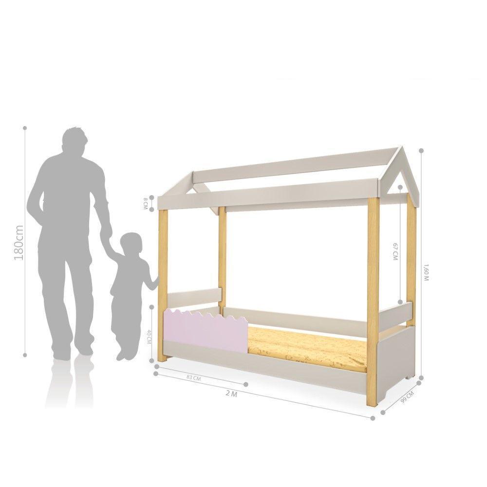 Cama De Solteiro Poppy Branco/rosê Com Led E Colchão - 3