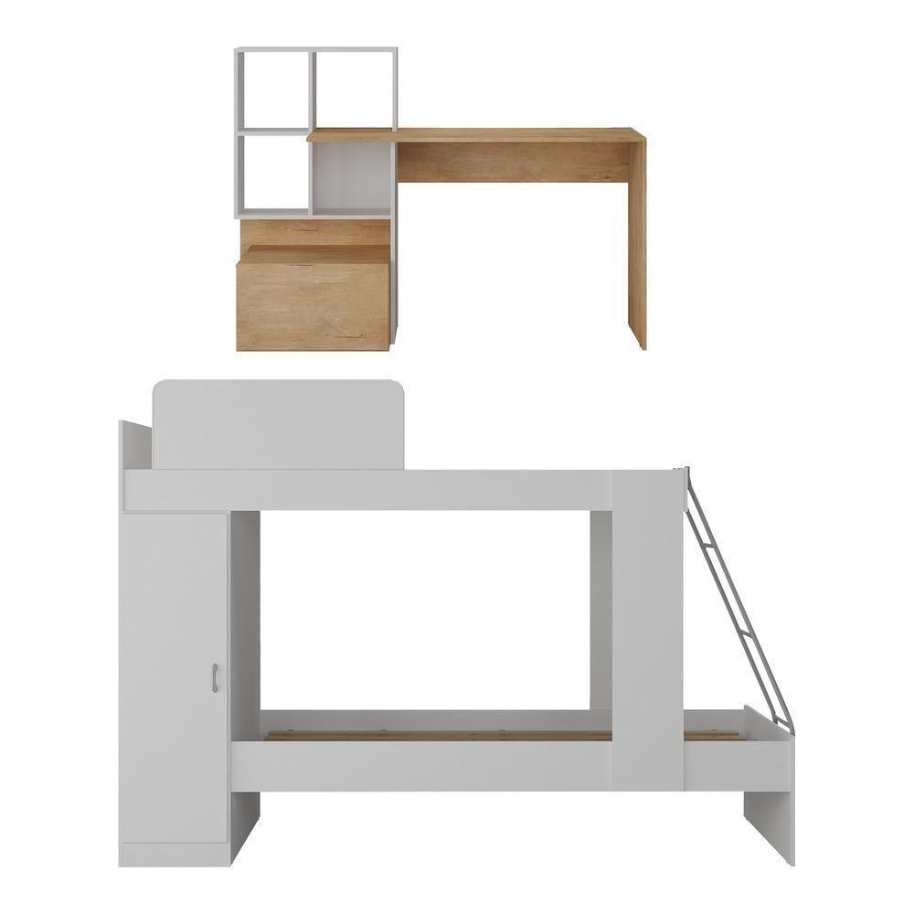 Conjunto Quarto Beliche Com Escrivaninha Multimóveis Mp4125 Branco/rustic Branco/rustic - 4