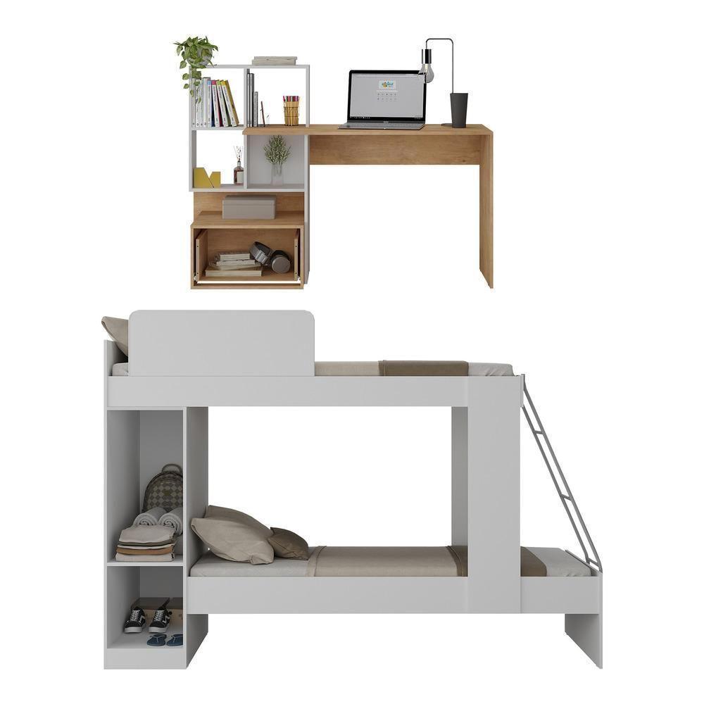 Conjunto Quarto Beliche Com Escrivaninha Multimóveis Mp4125 Branco/rustic Branco/rustic - 5