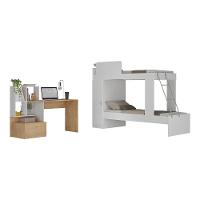 Conjunto Quarto Beliche Com Escrivaninha Multimóveis Mp4125 Branco/rustic Branco/rustic - 1