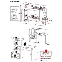 Conjunto Quarto Beliche Com Escrivaninha Multimóveis Mp4125 Branco/rustic Branco/rustic - 2