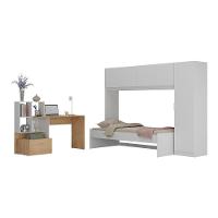 Conjunto Quarto Cama De Solteiro Com Guarda-roupas E Escrivaninha Multimóveis Mp4123 Branco/rustic Branco/rustic - 1