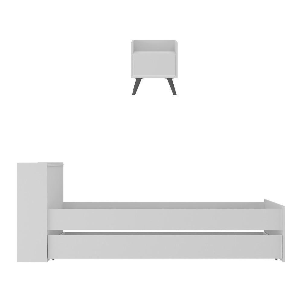 Conjunto Quarto Bicama Com Baú E Mesa De Cabeceira Retrô Multimóveis Mp4120 Branco/preto Branco/preto - 2