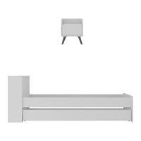 Conjunto Quarto Bicama Com Baú E Mesa De Cabeceira Retrô Multimóveis Mp4120 Branco/preto Branco/preto - 2