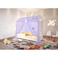 Cama De Solteiro Poppy Branco Com Voal Lilás E Led - 2