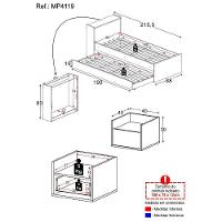 Conjunto Quarto Bicama Com Baú E Mesa De Cabeceira Suspensa Multimóveis Mp4119 Branco Branco