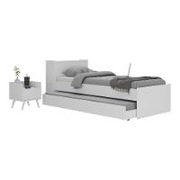 Conjunto Quarto Bicama Com Baú E Mesa De Cabeceira Retrô Multimóveis Mp4120 Branco Branco - 1