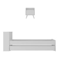 Conjunto Quarto Bicama Com Baú E Mesa De Cabeceira Retrô Multimóveis Mp4120 Branco Branco - 3
