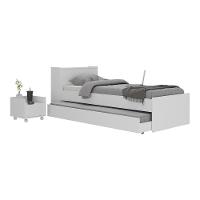 Conjunto Quarto Bicama Com Baú E Mesa De Cabeceira Com Rodízios Multimóveis Mp4121 Branco Branco - 1