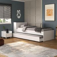 Conjunto Quarto Bicama Com Baú E Mesa De Cabeceira Com Rodízios Multimóveis Mp4121 Branco Branco - 3