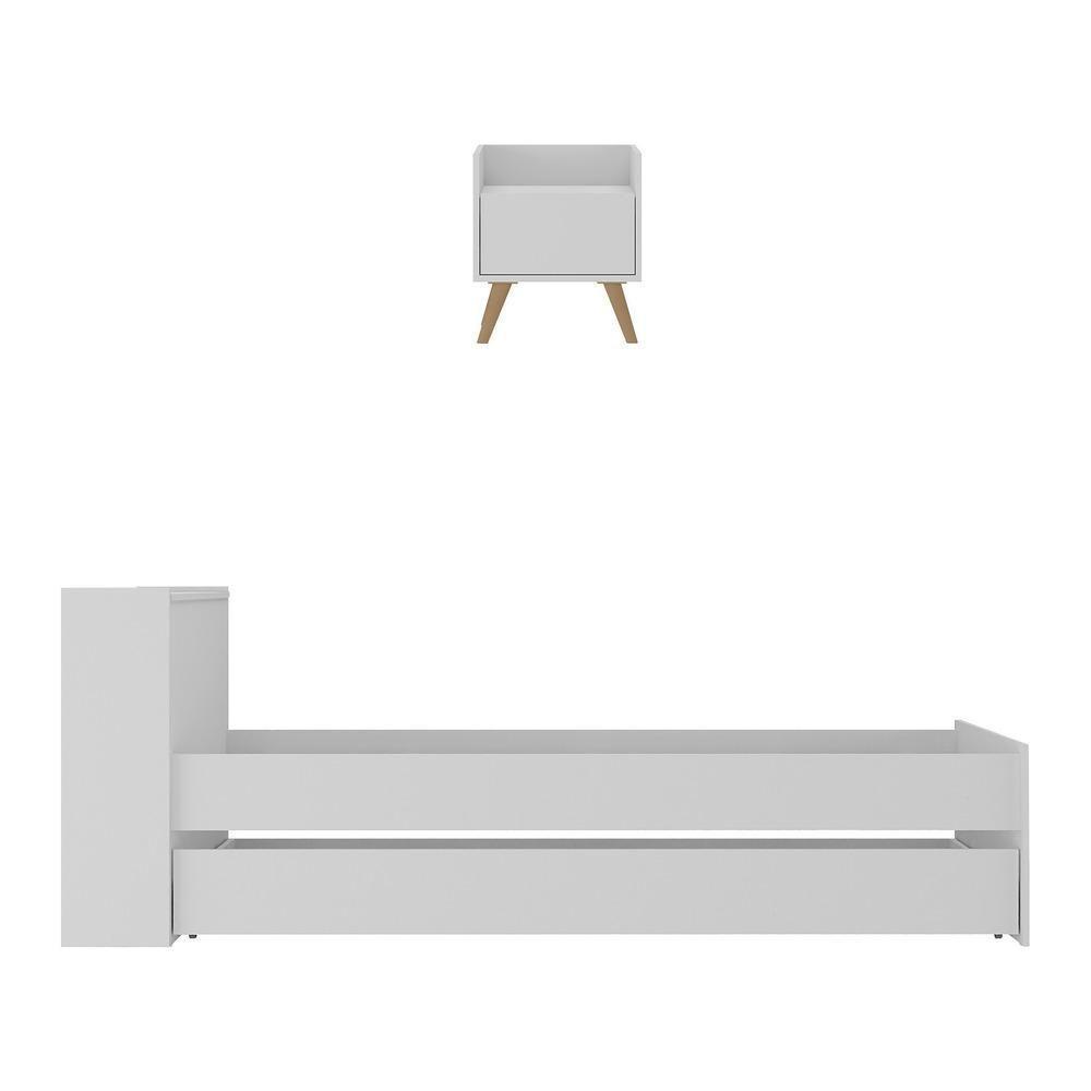 Conjunto Quarto Bicama Com Baú E Mesa De Cabeceira Retrô Multimóveis Mp4120 Branco/natural Branco/natural - 5