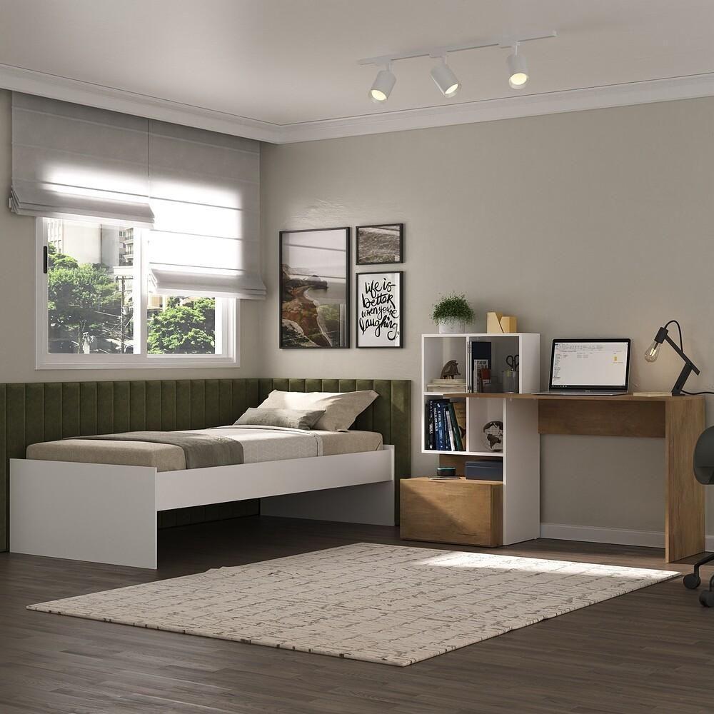 Conjunto Quarto Cama De Solteiro Com Escrivaninha Multimóveis Mp4124 Branco/rustic Branco/rustic - 2