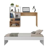 Conjunto Quarto Cama De Solteiro Com Escrivaninha Multimóveis Mp4124 Branco/rustic Branco/rustic - 3