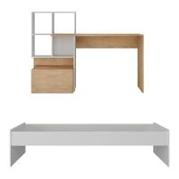 Conjunto Quarto Cama De Solteiro Com Escrivaninha Multimóveis Mp4124 Branco/rustic Branco/rustic