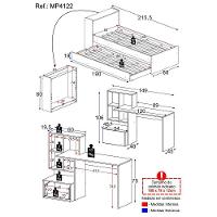 Conjunto Quarto Bicama Com Baú E Escrivaninha Multimóveis Mp4122 Branco/rustic Branco/rustic - 3