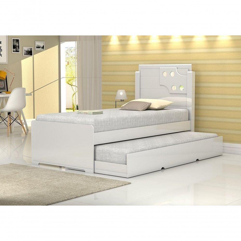 Cama De Solteiro Bibox Luiza Branco Com Auxiliar - Vitamov - 1