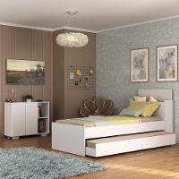 Conjunto Quarto Bicama Com Baú E Balcão 2 Portas Multimóveis Mp4117 Branco Branco - 2