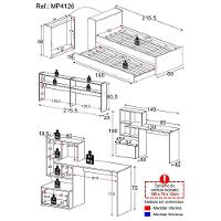 Conjunto Quarto Bicama Baú Com Prateleira E Escrivaninha Multimóveis Mp4126 Branco/rustic Branco/rustic - 2