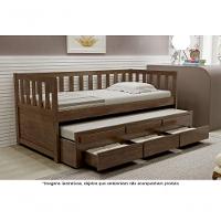 Bicama Solteiro Com 3 Gavetas Em Madeira Maciça Pérola Castanho - 1