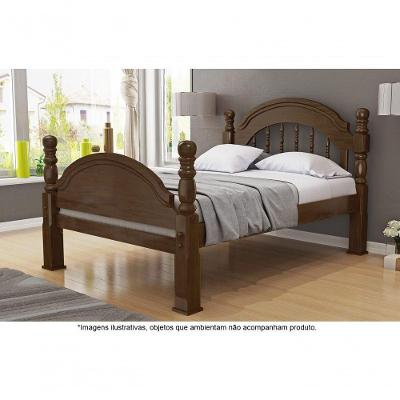 Cama Casal Em Madeira Maciça Torneada Com Pezeira Alta 1,40 Eliane Castanho