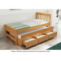 Bicama Solteiro Com 3 Gavetas Em Madeira Maciça Esmeralda Mel - 1