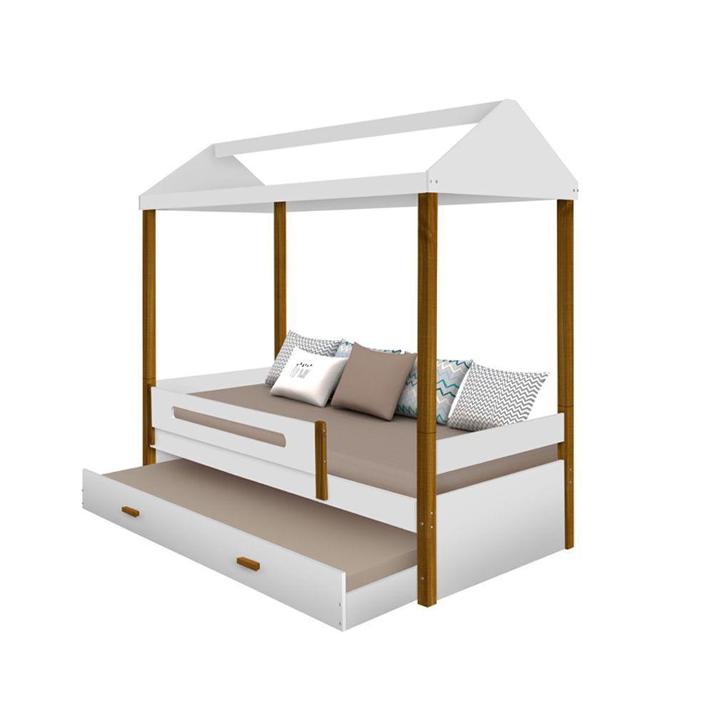 Beliche Montessoriana Infantil Sara Solteiro Com Colchões Divaloto - Branco/Amêndoa - Branco - 6