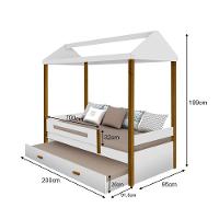 Beliche Montessoriana Infantil Sara Solteiro Com Colchões Divaloto - Branco/Amêndoa - Branco - 3