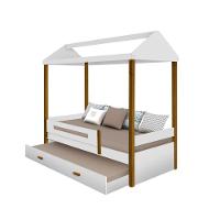 Beliche Montessoriana Infantil Sara Solteiro Com Colchões Divaloto - Branco/Amêndoa - Branco - 6