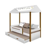 Beliche Montessoriana Infantil Sara Solteiro C/ Led E Colchões - Branco/Amêndoa - Branco