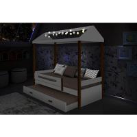 Beliche Montessoriana Infantil Sara Solteiro C/ Led E Colchões - Branco/Amêndoa - Branco - 5