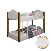 Beliche Infantil Juvenil Luiza Branco E Amêndoa Acompanha Luminária Led - Branco - 1