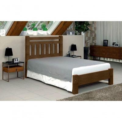Cama Queen Size Bari De Madeira Maciça Angelim Pedra/tauari - Cor Imbuia