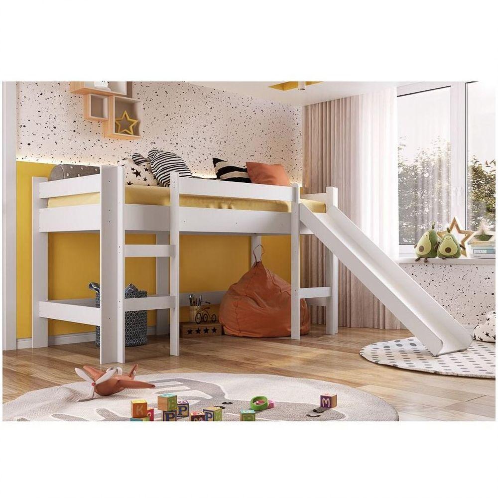 Cama Elevada Com Escorregador B1001 Branco - 4