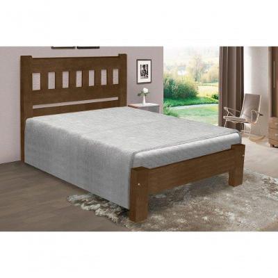 Cama Queen Size Madri De Madeira Maciça Angelim Pedra/tauari - Cor Imbuia