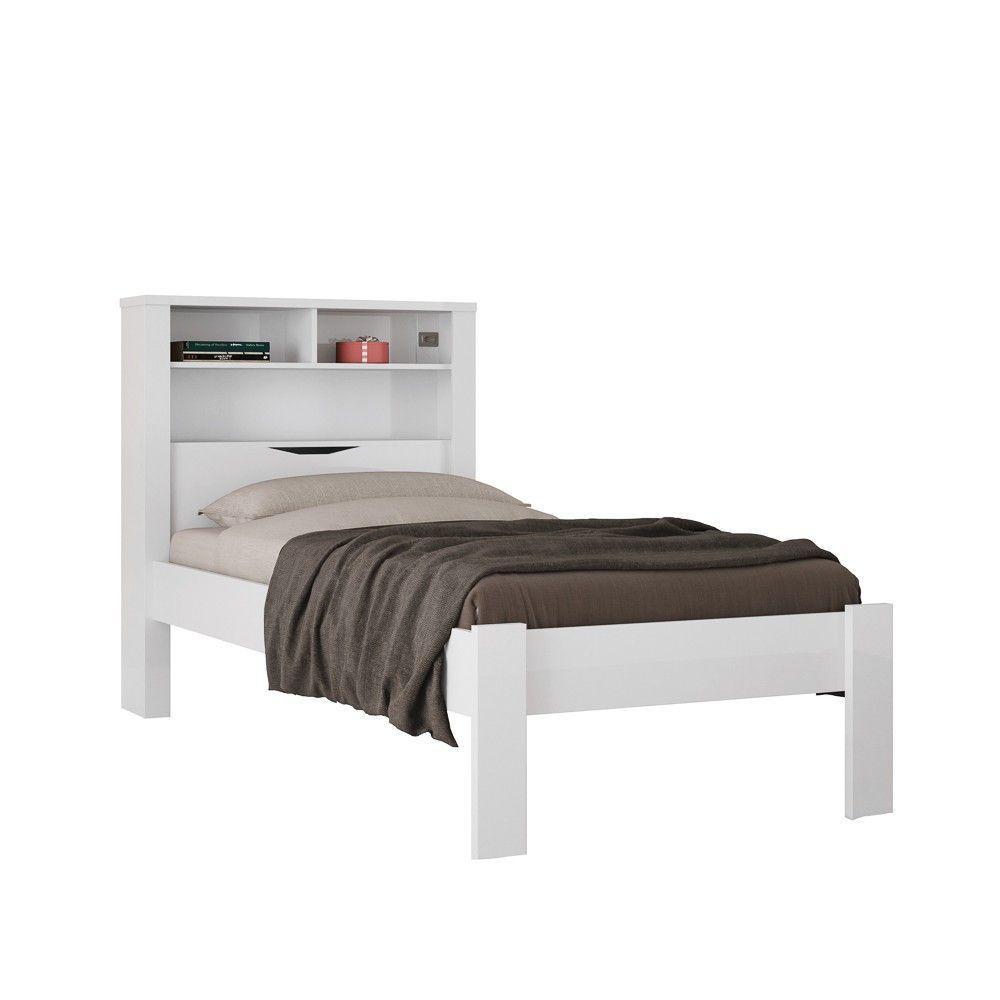 Cama Solteiro Baú Com Nicho Invicta Branco - Santos Andirá - 1