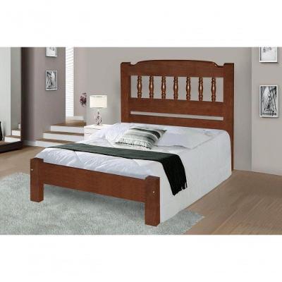 Cama Queen Size Roma De Madeira Maciça Angelim Pedra/tauari - Cor Castanho