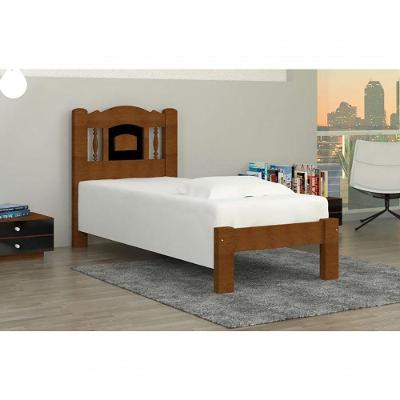 Cama de Solteiro Atenas de Madeira Angelim Castanho Preto