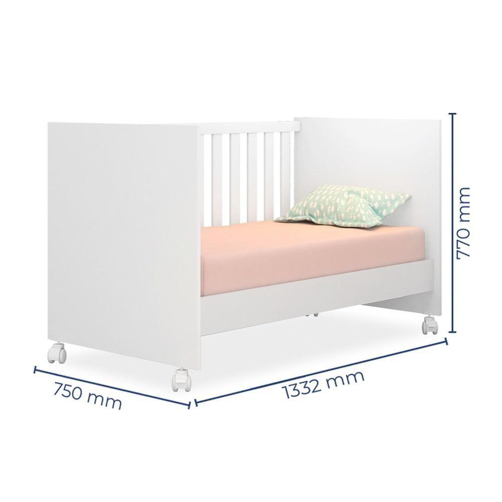 Berço Mini Cama Doce Sonho Com Rodizios Branco - 2
