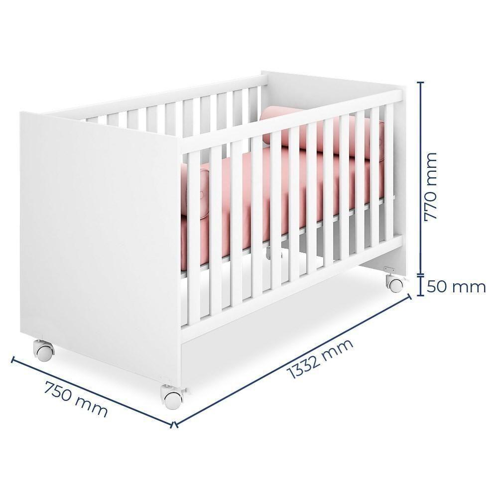 Berço Mini Cama Doce Sonho Com Rodizios Branco - 3