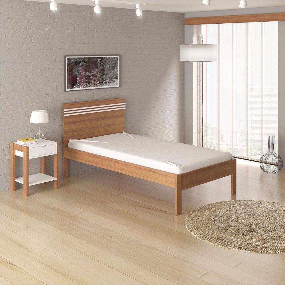 Cama De Solteiro Mdp Cm8010 Amendoa branco - 4