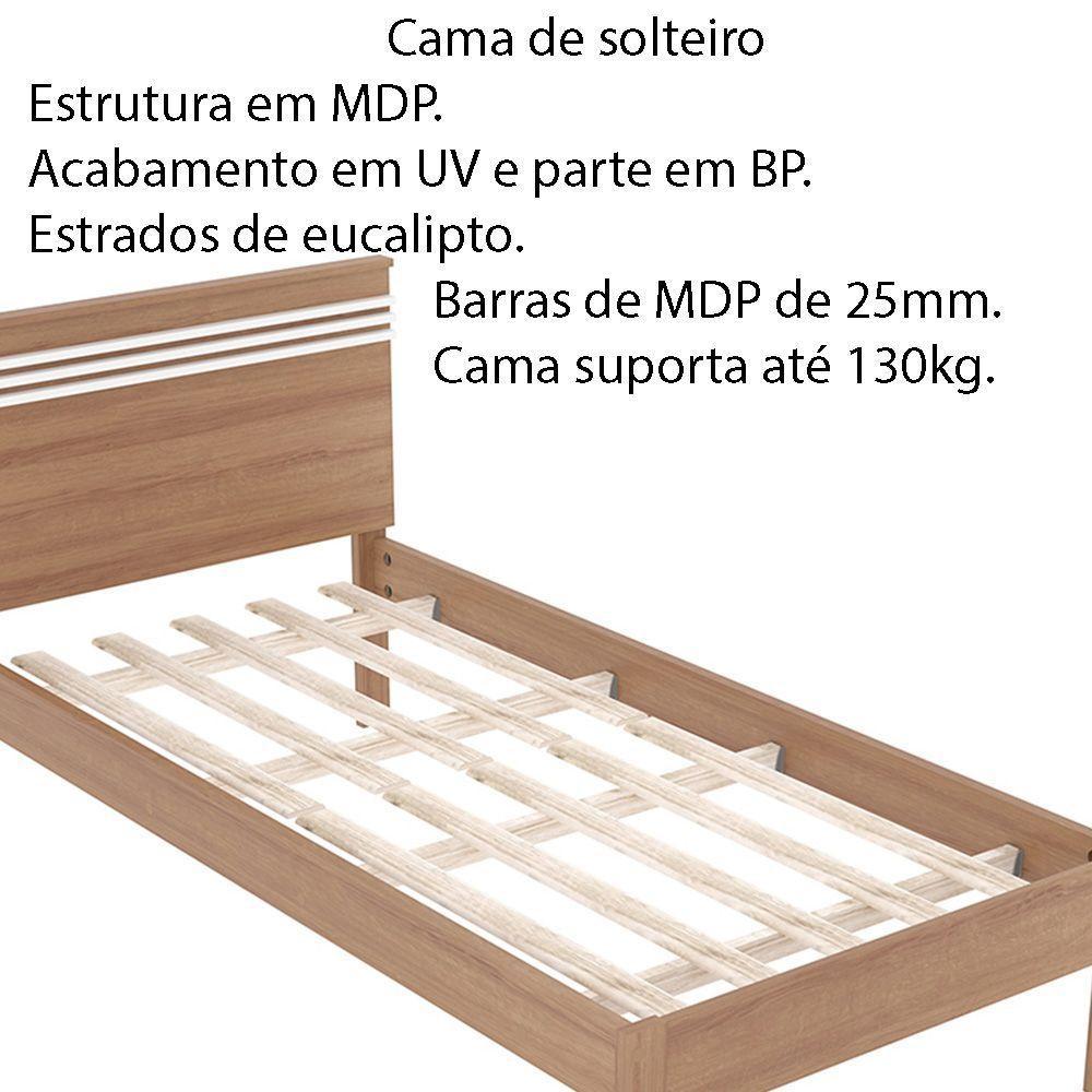 Cama De Solteiro Mdp Cm8010 Amendoa branco - 6