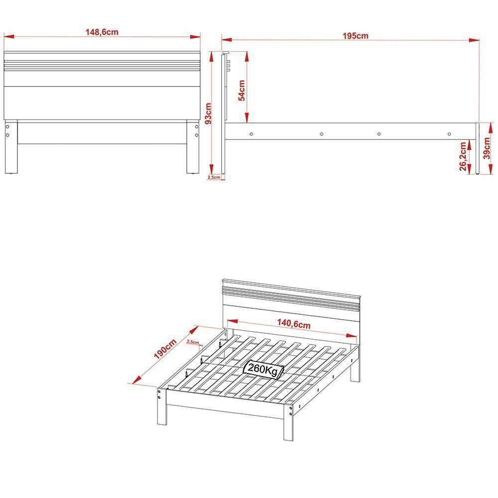 Cama De Casal Mdp Cm8009 Amendoa branco - 5