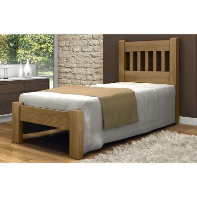 Cama De Solteiro Pérola De Madeira Maciça Angelim Pedra/tauari - Cor Imbuia