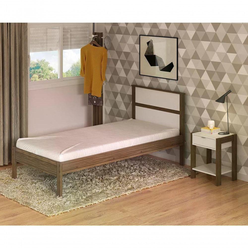 Cama Solteiro Cm8004 Nogal Branco Tecno Mobili Nogal Branco - 3