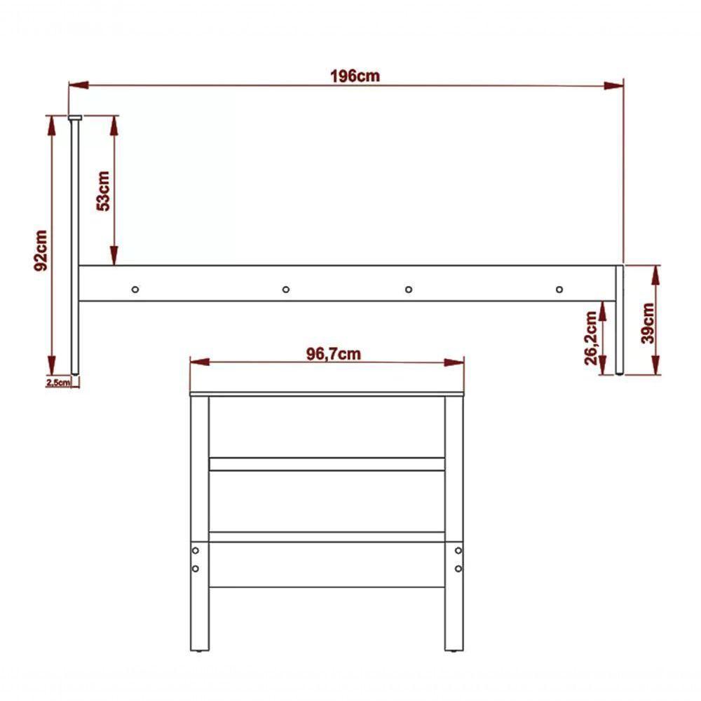 Cama Solteiro Cm8004 Nogal Branco Tecno Mobili Nogal Branco - 4