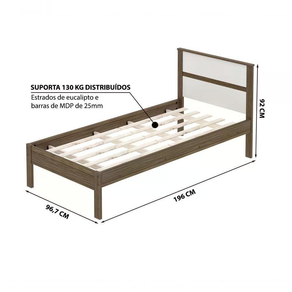 Cama Solteiro Cm8004 Nogal Branco Tecno Mobili Nogal Branco - 8
