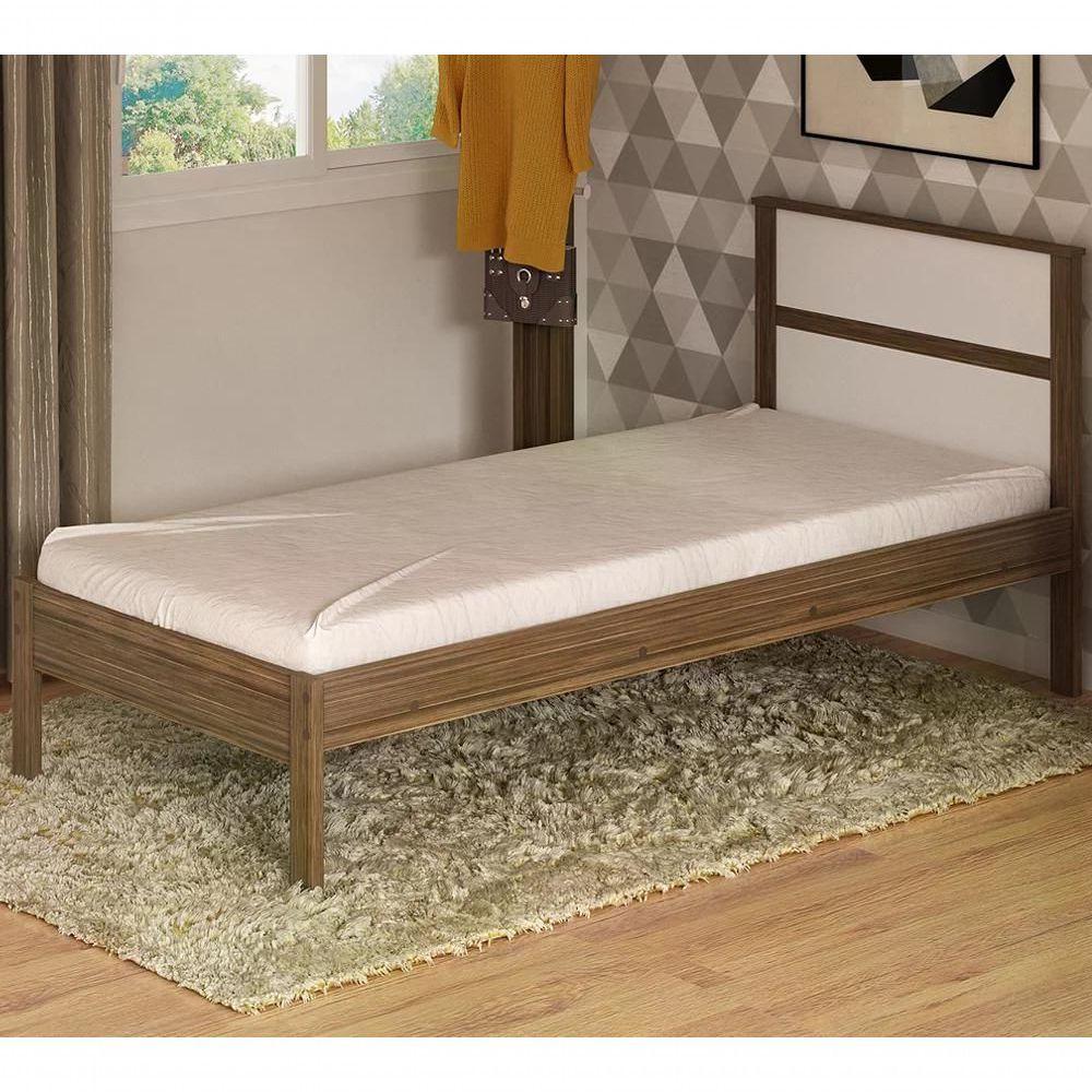 Cama Solteiro Cm8004 Nogal Branco Tecno Mobili Nogal Branco - 9