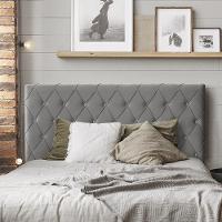 Cabeceira Estofada Miami Para Camas Casal 140 Cm Cinza Cinza - 1