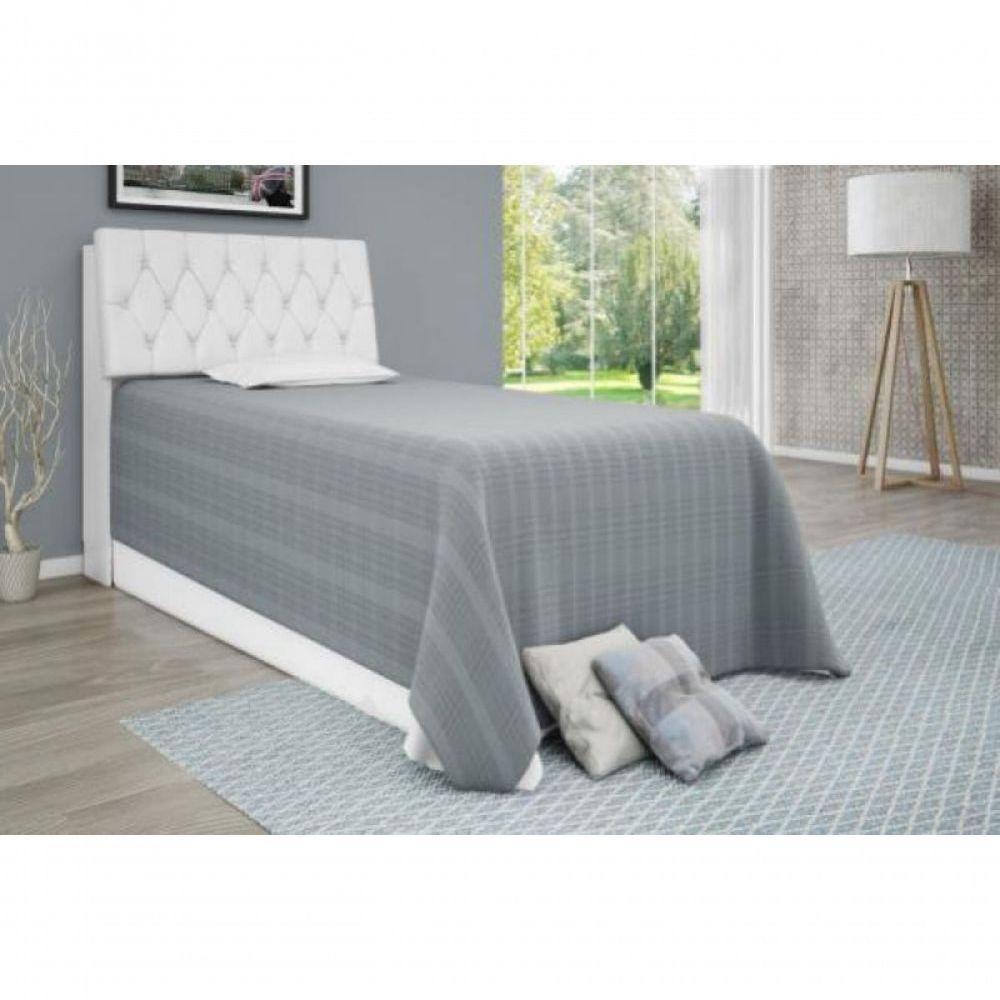 Cabeceira Box Solteiro Isis Branco Com Capitonê Branco - 1